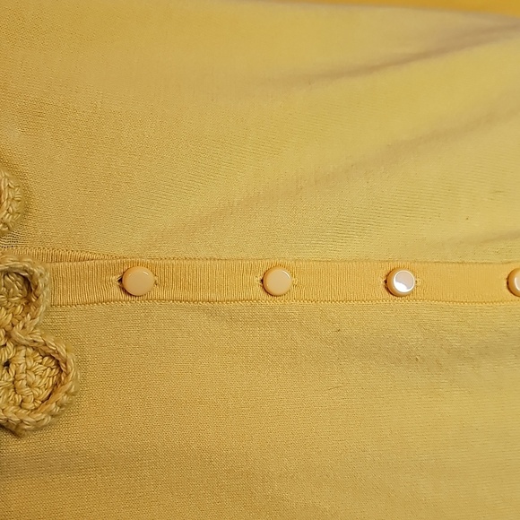 Anthropologie Moth Abuzz Bee Cardigan Sweater, Crochet Bumblebees, Yellow, Large - Picture 2 of 8